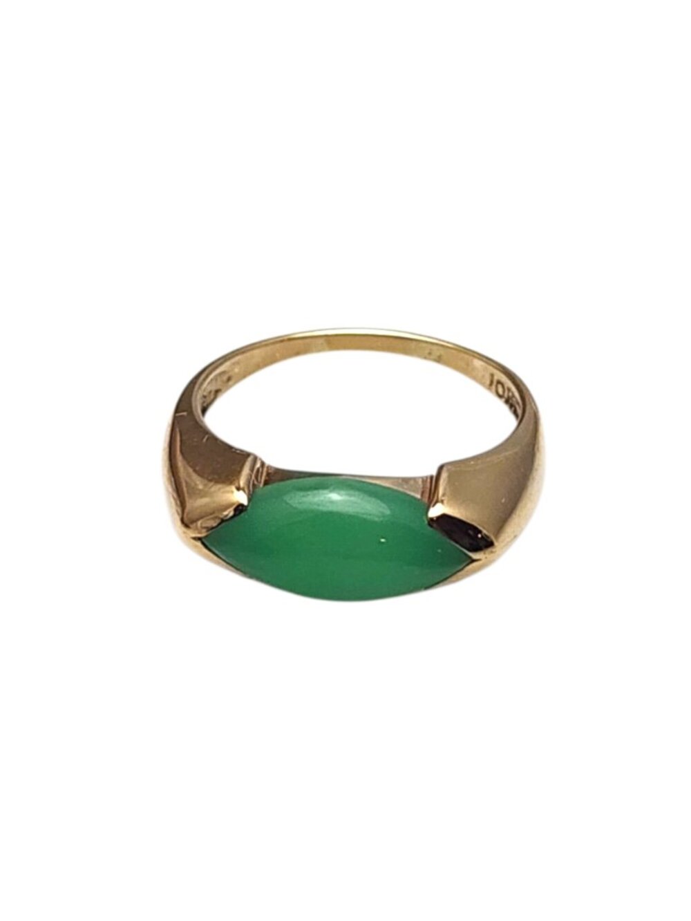 10K Yellow Gold Ring with Green East West Stone #25690